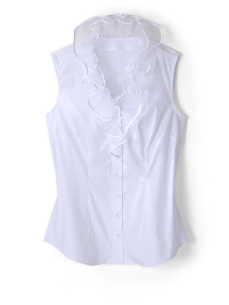 トップス OHGA FRILL short sleeves (White) GOTOTOP Womens Ruffle Short Sleeve Shirts Slim Fit High Neck