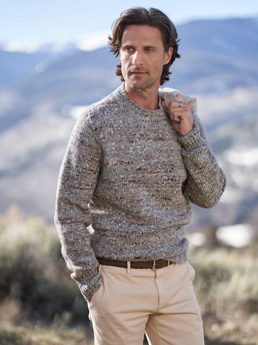 Melange Wool Crew Neck Sweater