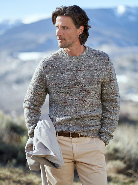 Melange Wool Crew Neck Sweater