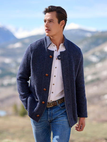 ジャケット・アウター pidassoPuff sleeve wool jacket PAZRSASX Black wool blend men's coat, double breasted, long