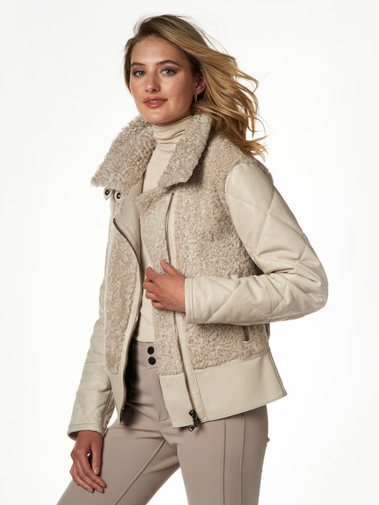 Nayla Shearling Moto Ski Jacket