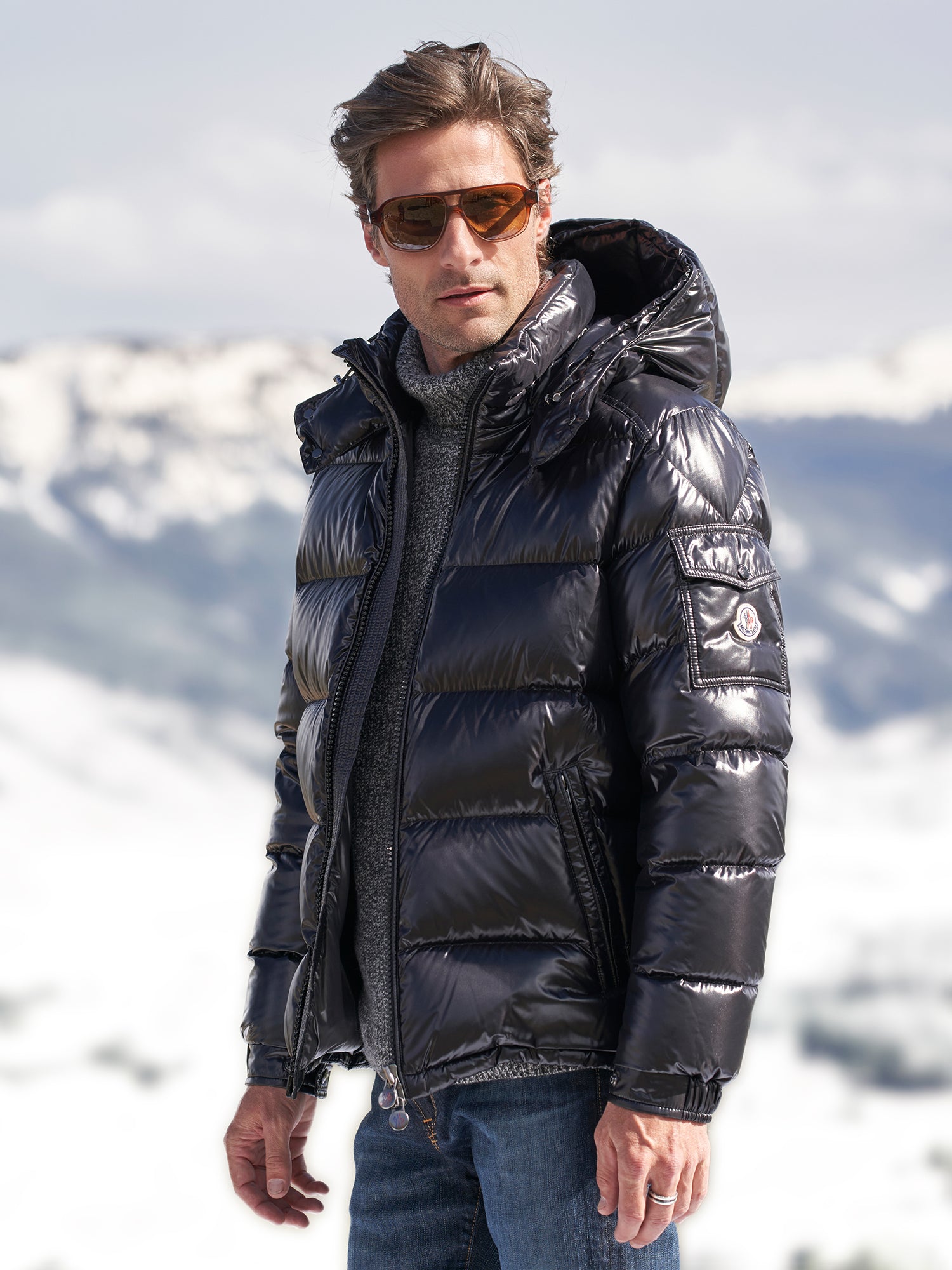 Moncler Logo Patch Puffer Jacket in Black