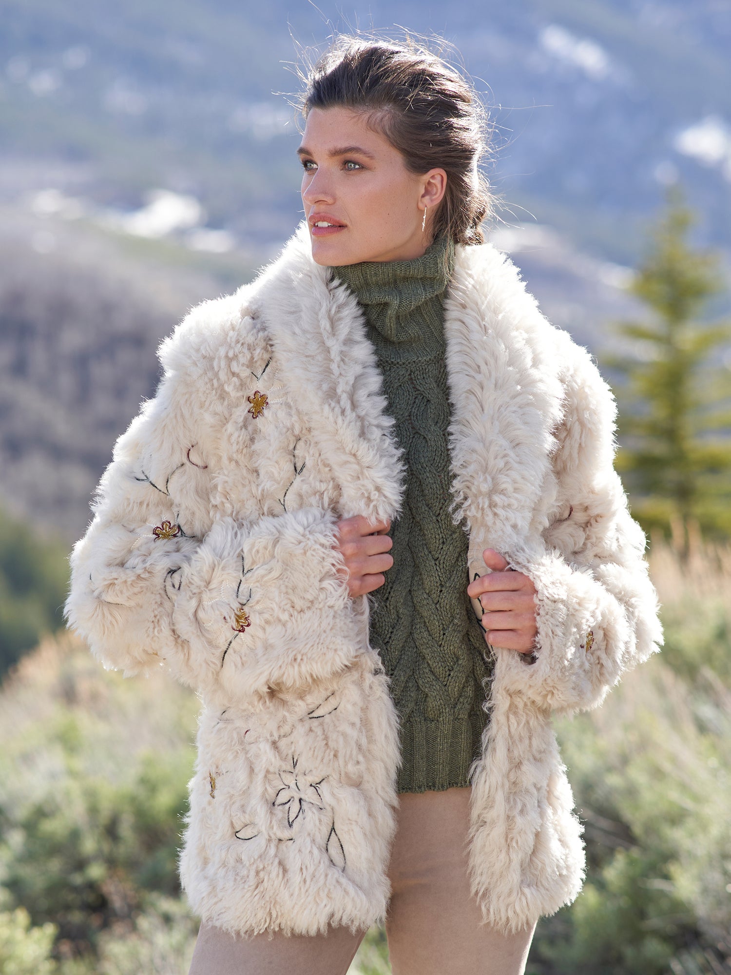 Faux Shearling Coat in White - Etro