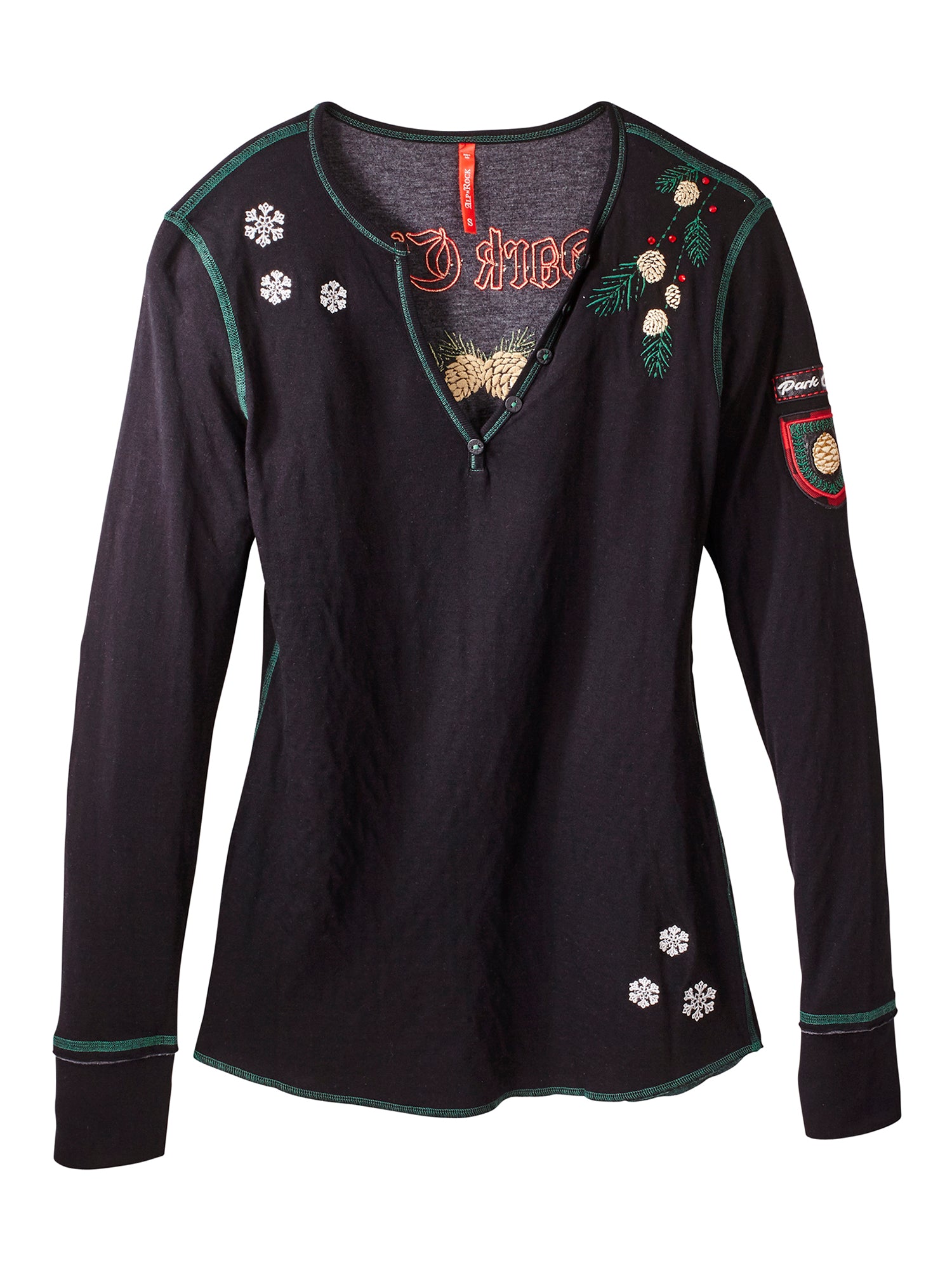 トップス rosymonster pinecone tops Pine Cone Embroidered Henley Shirt – Gorsuch