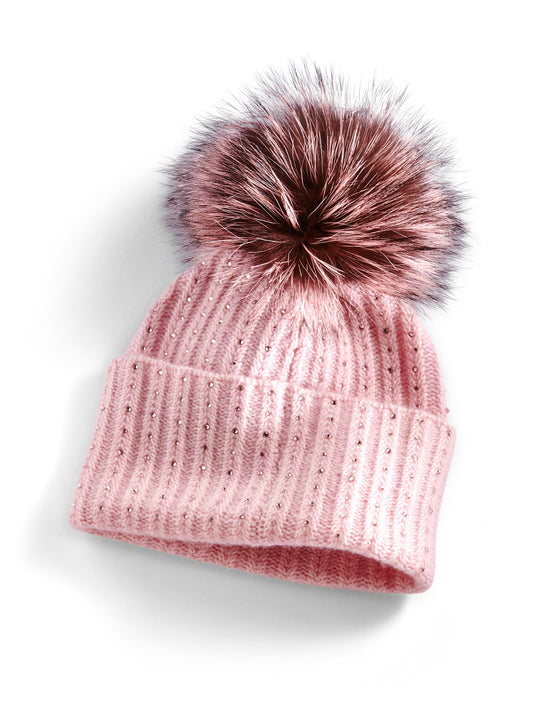 Ciel Rib Knit Hat w/ Removable Feather Pom Pom – Chic Streets