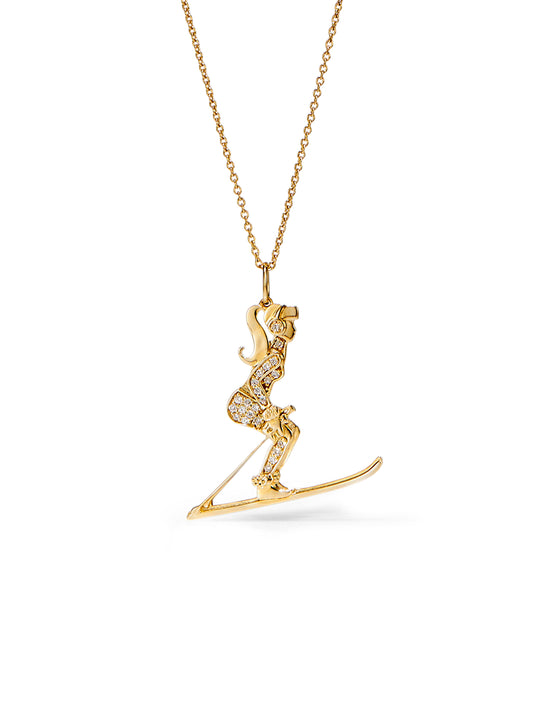 Skiing Girl Diamond Necklace