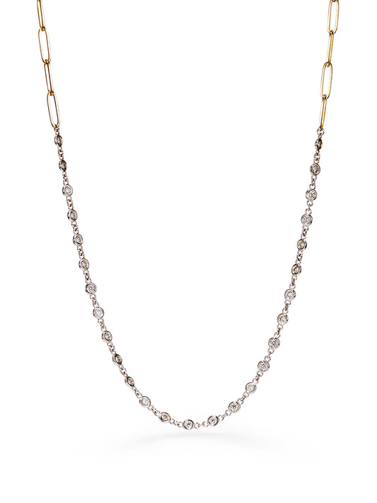 Bezel Diamond Gold Chain Necklace