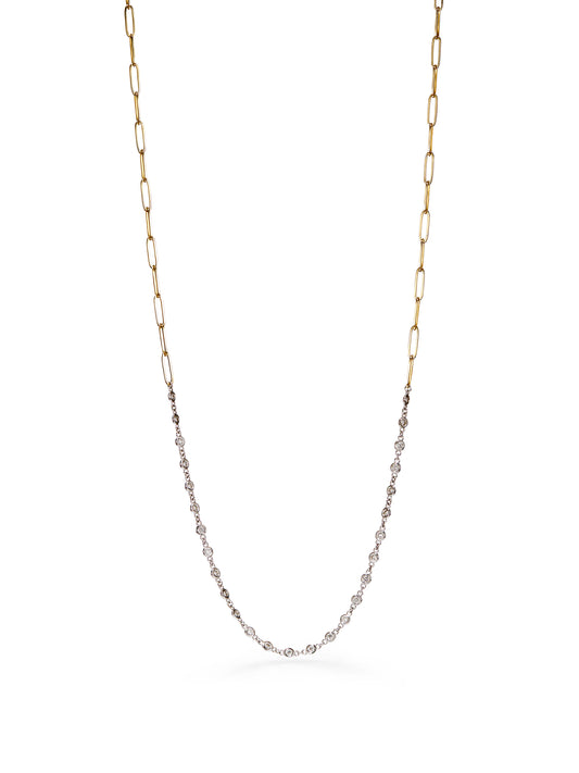 Bezel Diamond Gold Chain Necklace