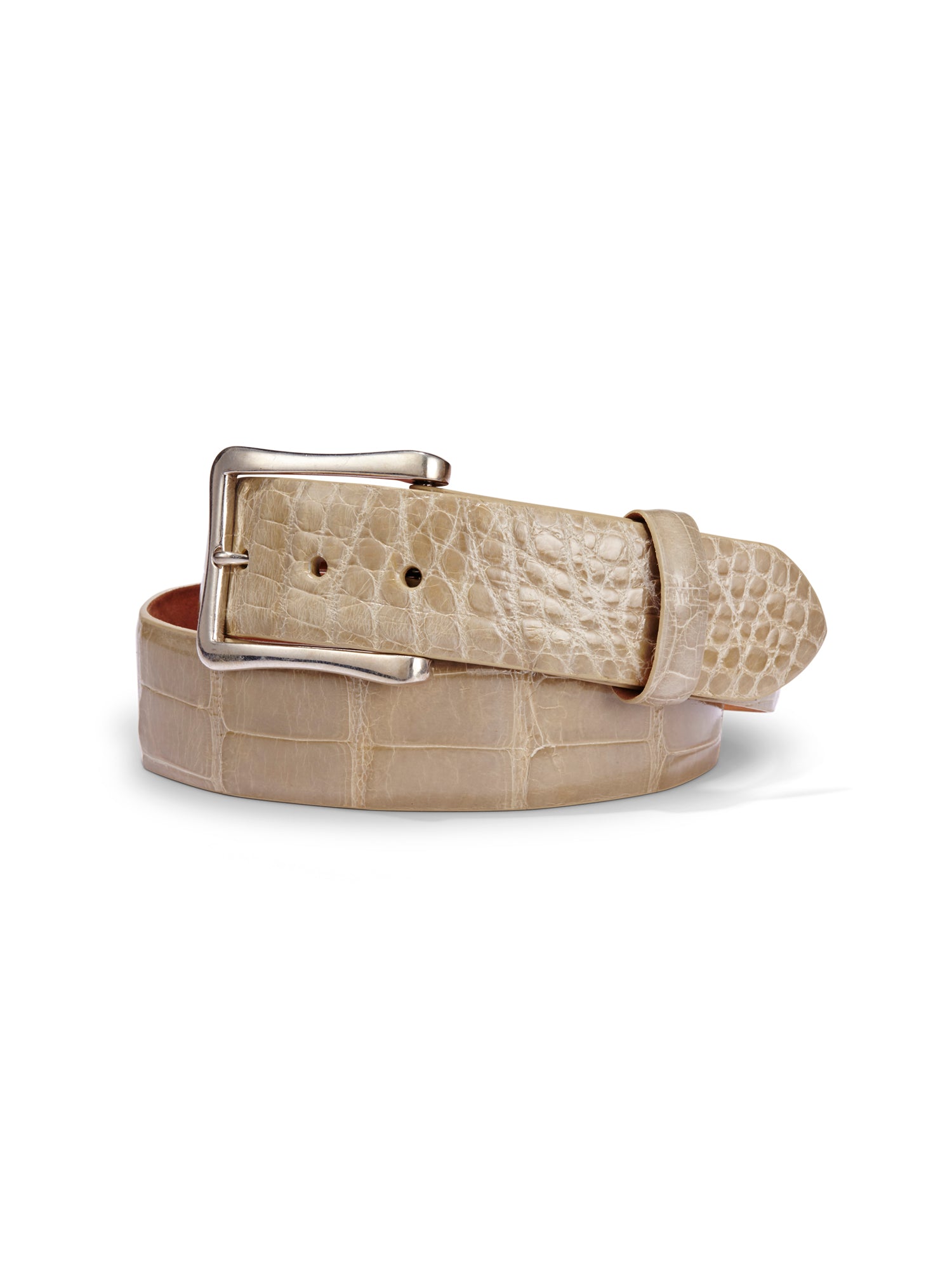 White Genuine Crocodile Belt Billy