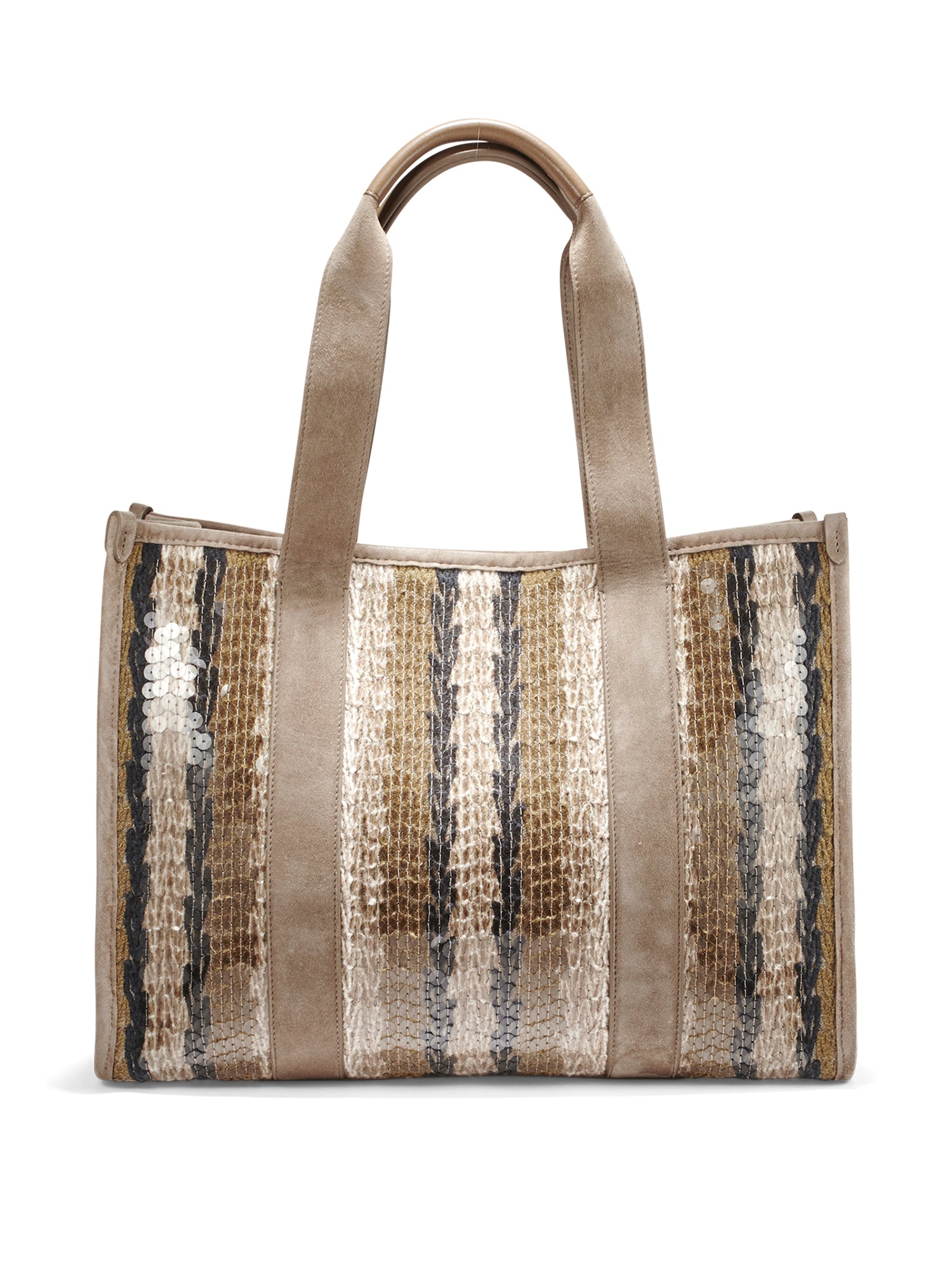 Paillette and Suede Canvas Tote