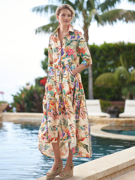 Licia Tropic Embroidered Cotton Dress