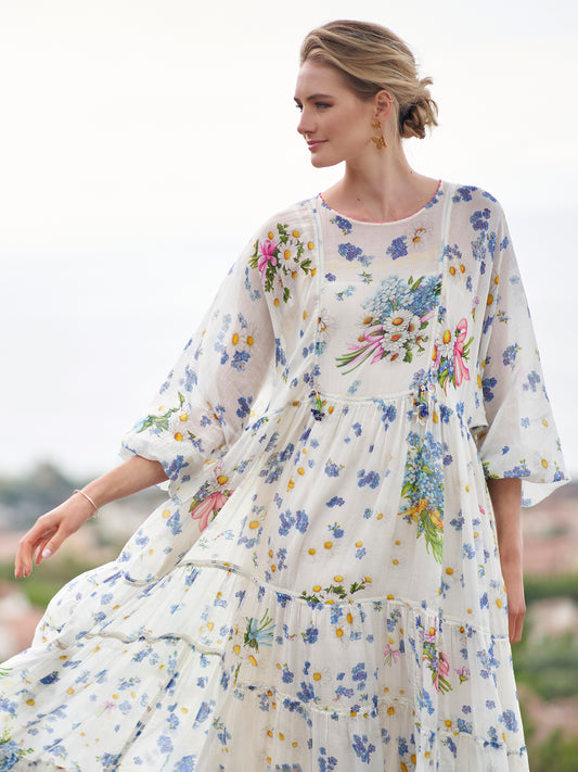 Crystal Embroidered Silk Cotton Dress