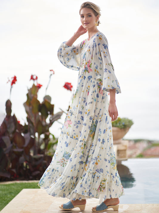 Crystal Embroidered Silk Cotton Dress
