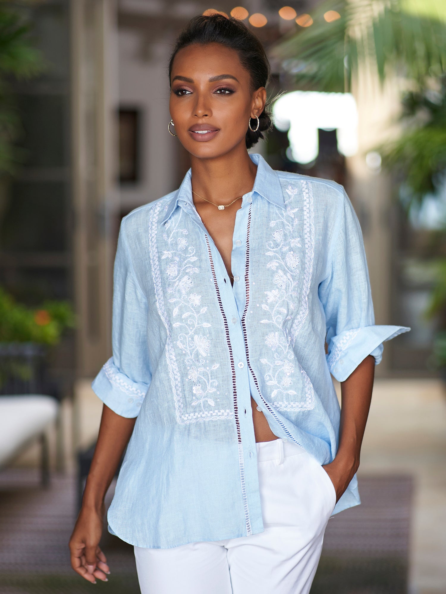 Bouvier Embroidered Linen Shirt