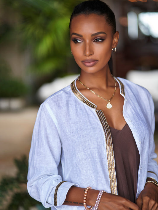 Sarah Metallic Linen Shirt