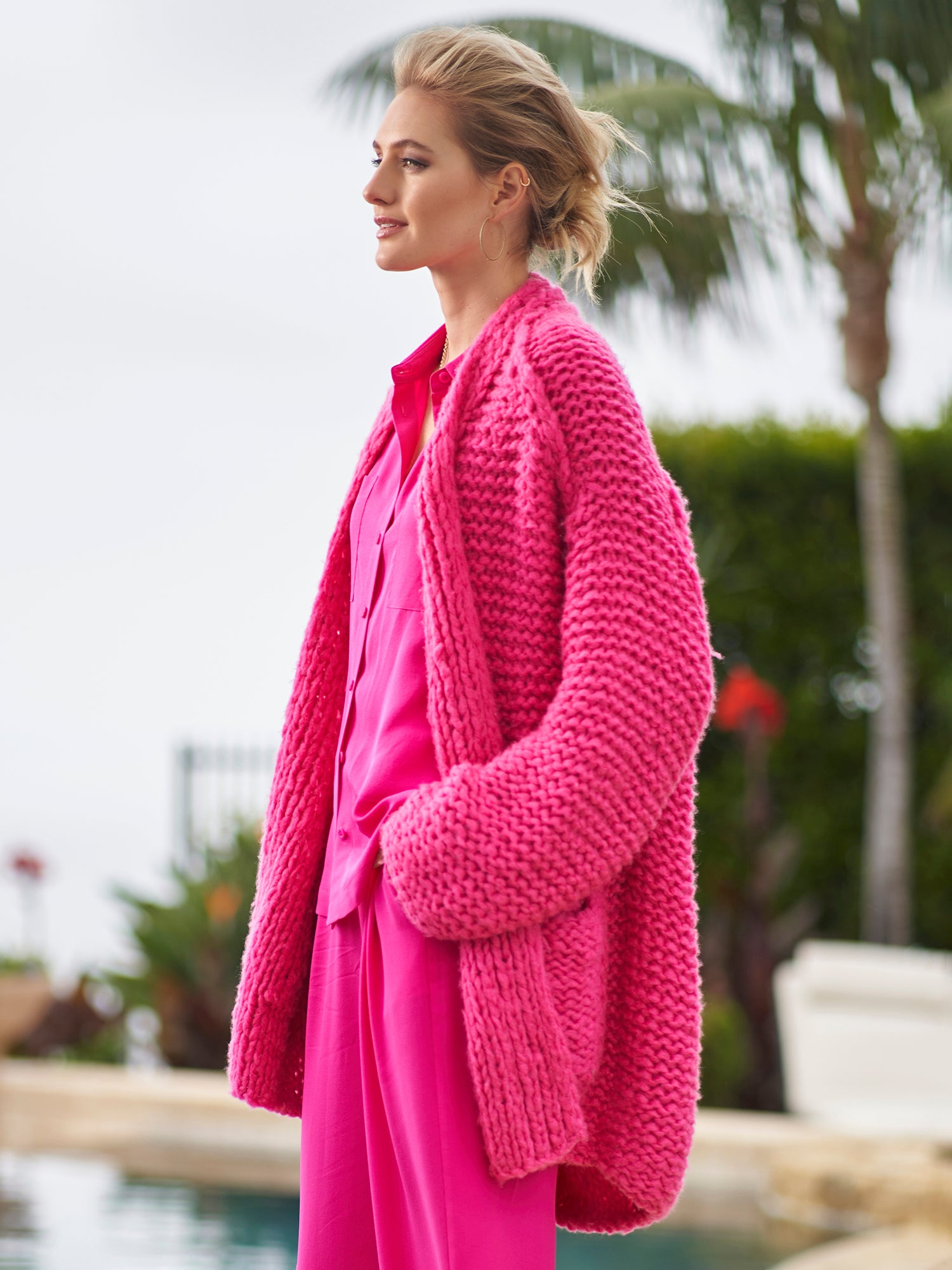 Cardigan Fuchsia Cashmere Marc Cain 100% Cashmere Hot Pink Fuchsia