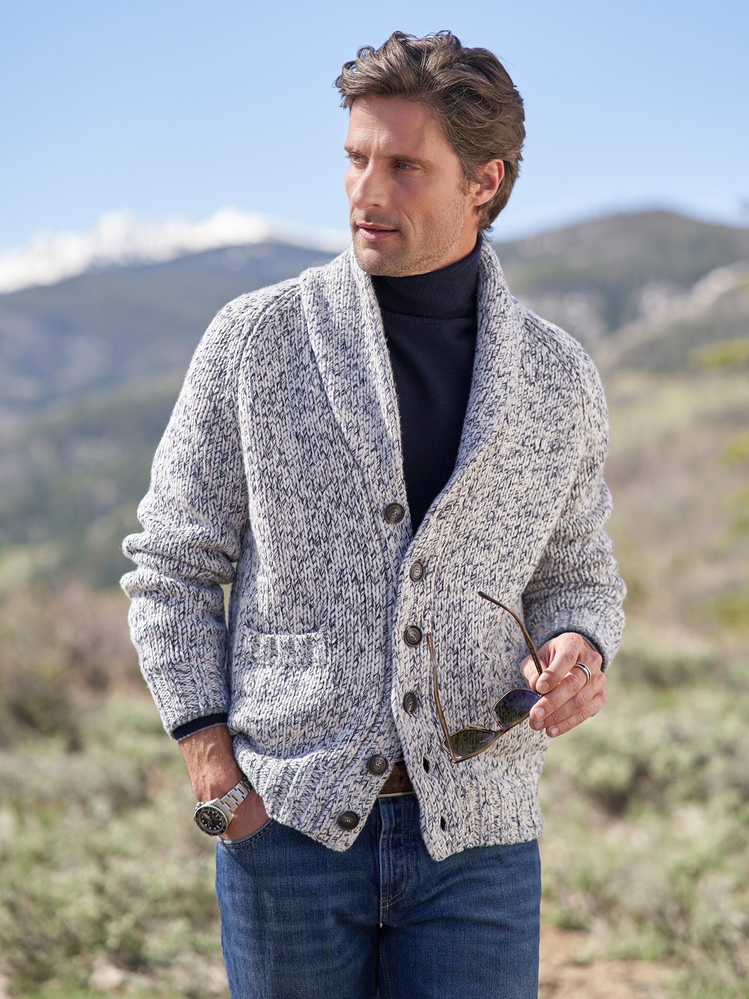 shawl collar cardigan