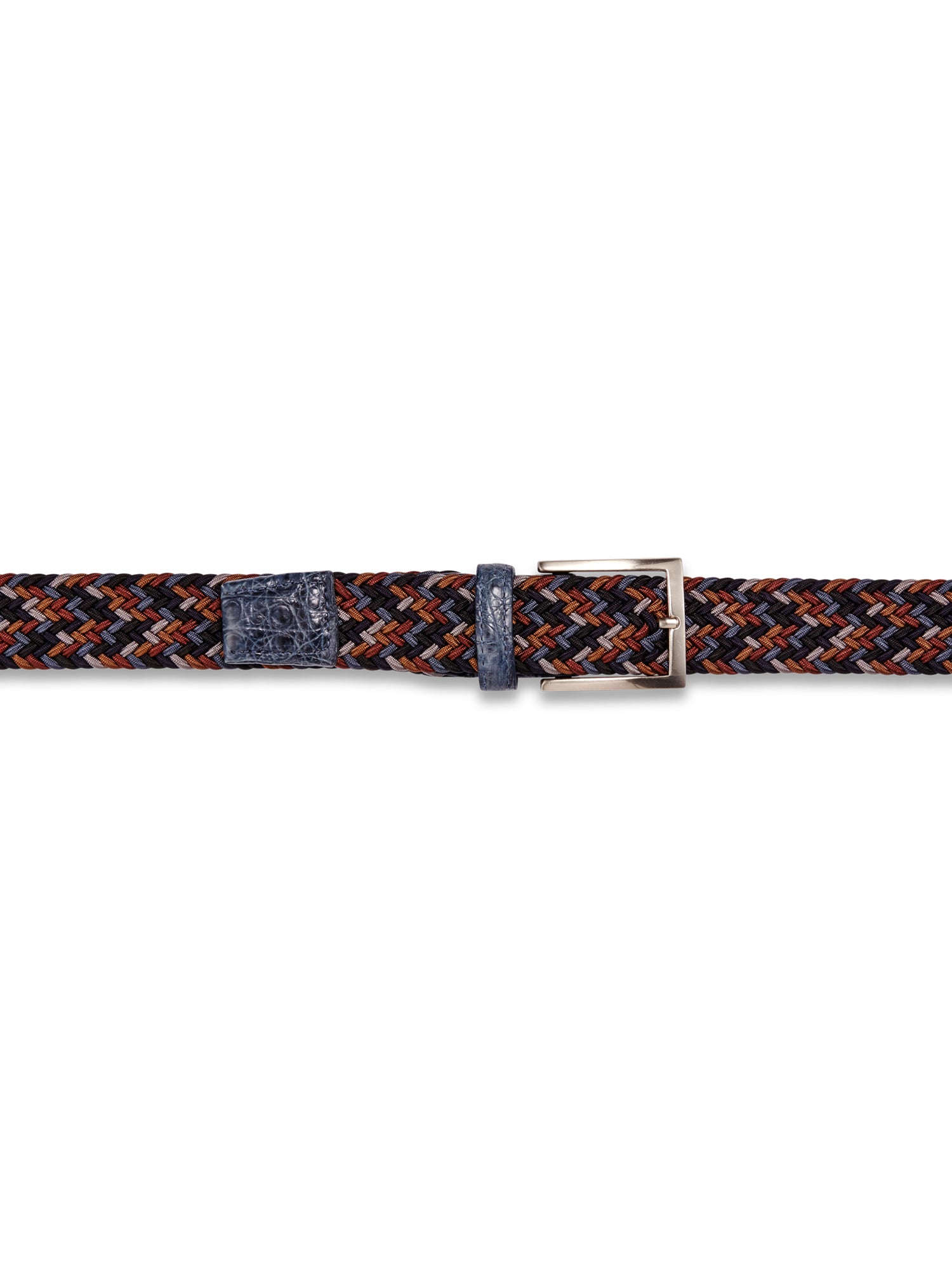 Stretch Woven Belt With Croc Tabs