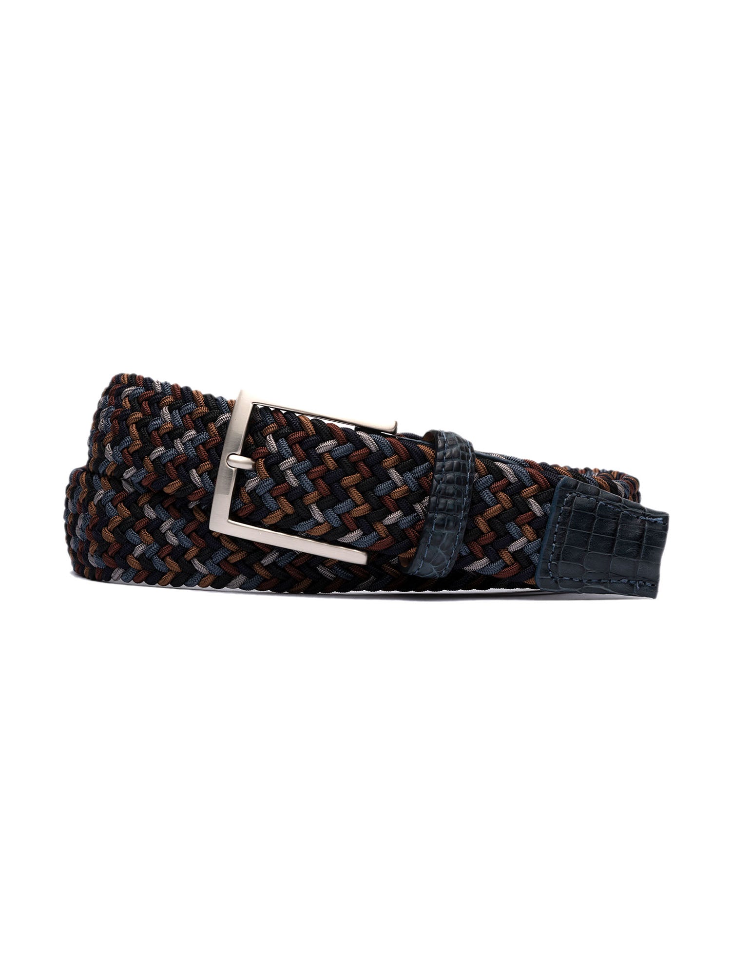 Stretch Belt Woven With Croc Tabs