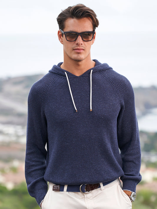 English Rib-Knit Hooded Sweater