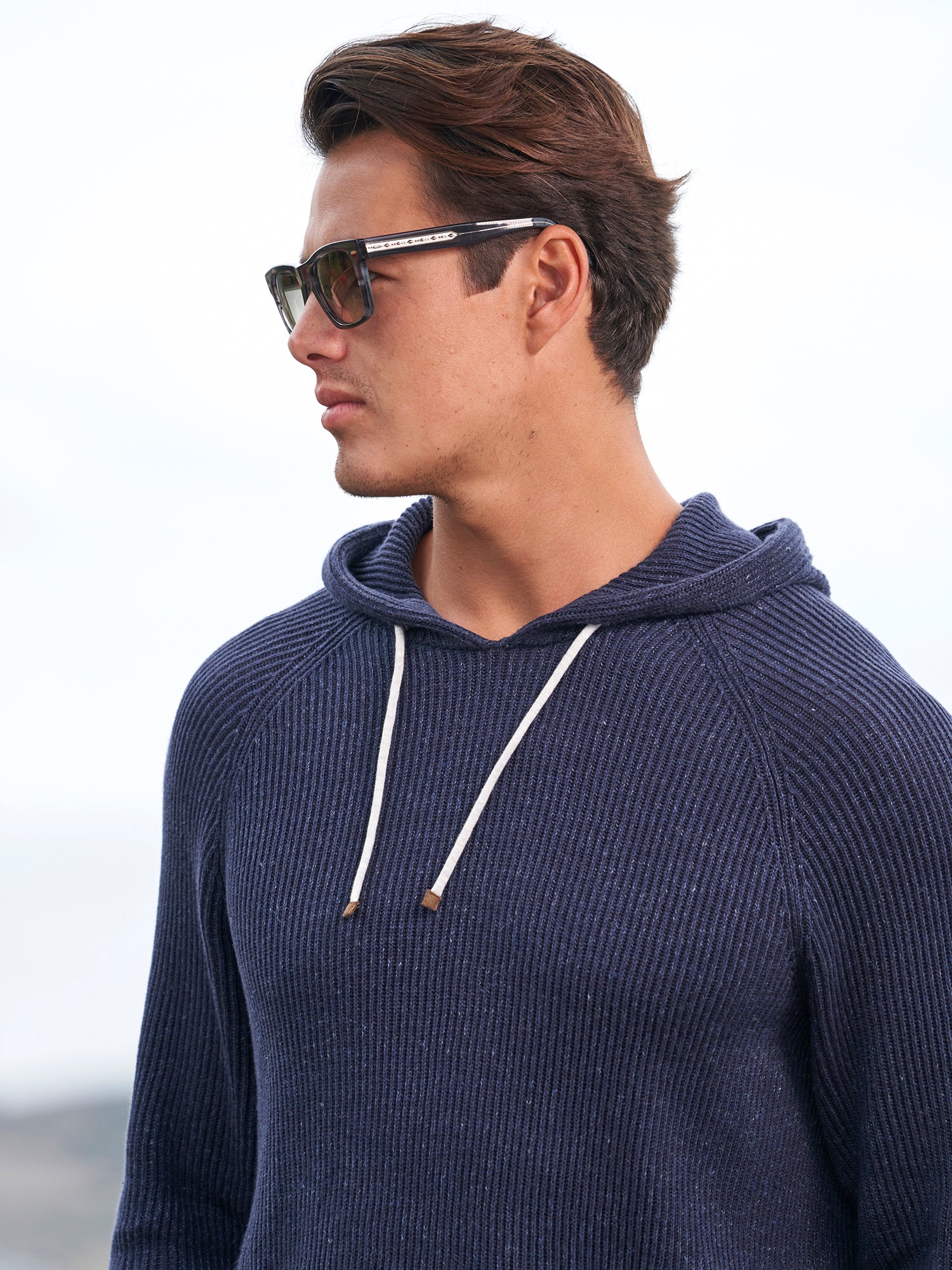 English Rib-Knit Hooded Sweater