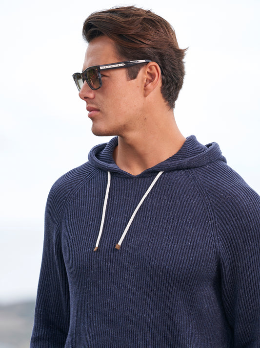 English Rib-Knit Hooded Sweater