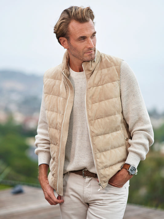 Suede Down Vest