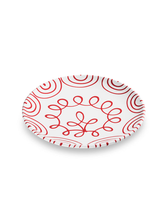 Red Swirl Salad Plate