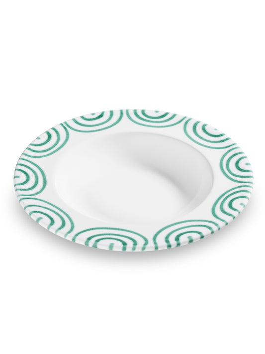 Green Swirl Rimmed Soup Bowl