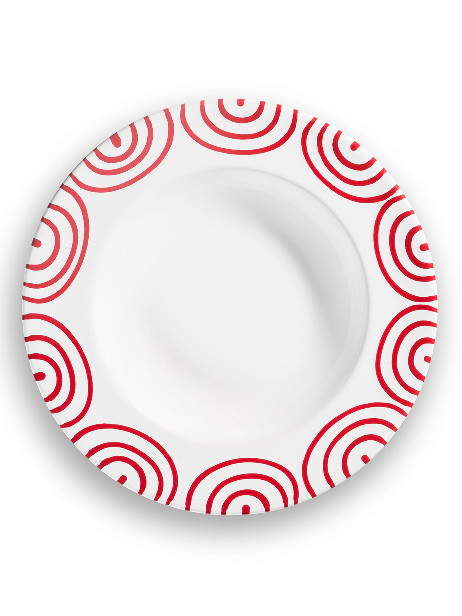 Red Swirl Rimmed Soup Bowl
