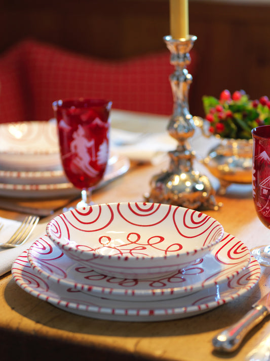 Red Swirl Soup Bowl