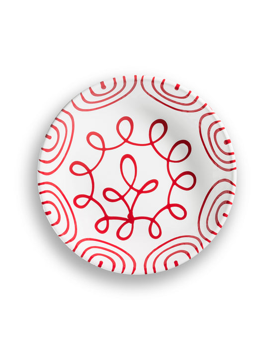 Red Swirl Soup Bowl
