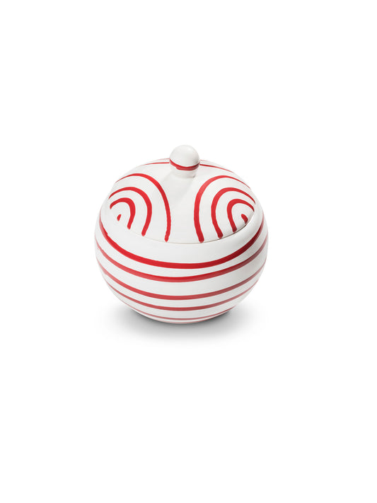 Red Swirl Cream And Sugar Set