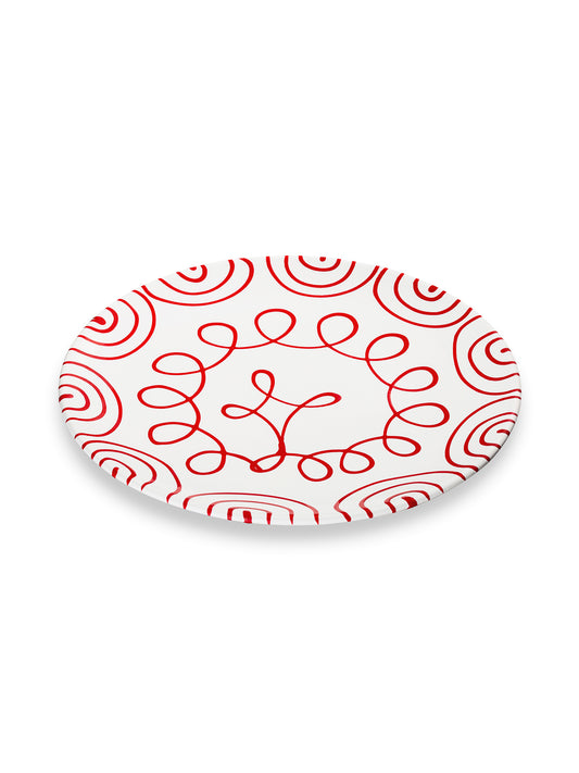 Red Swirl Buffet Plate
