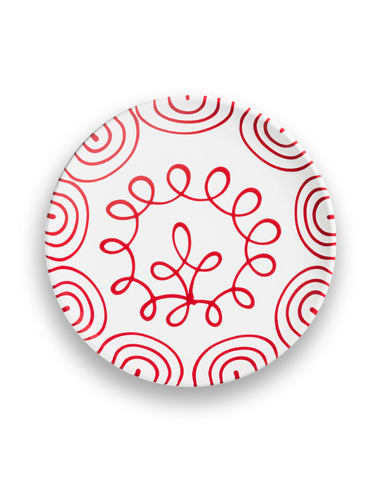Red Swirl Dinner Plate