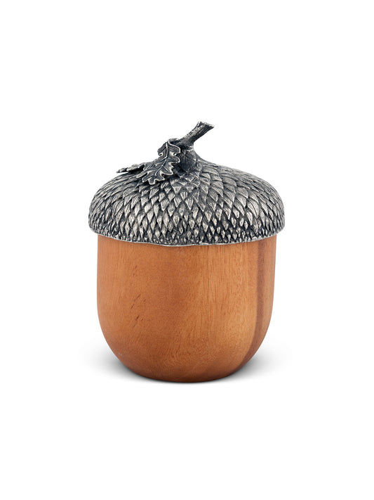 Pewter Top Wood Acorn Box