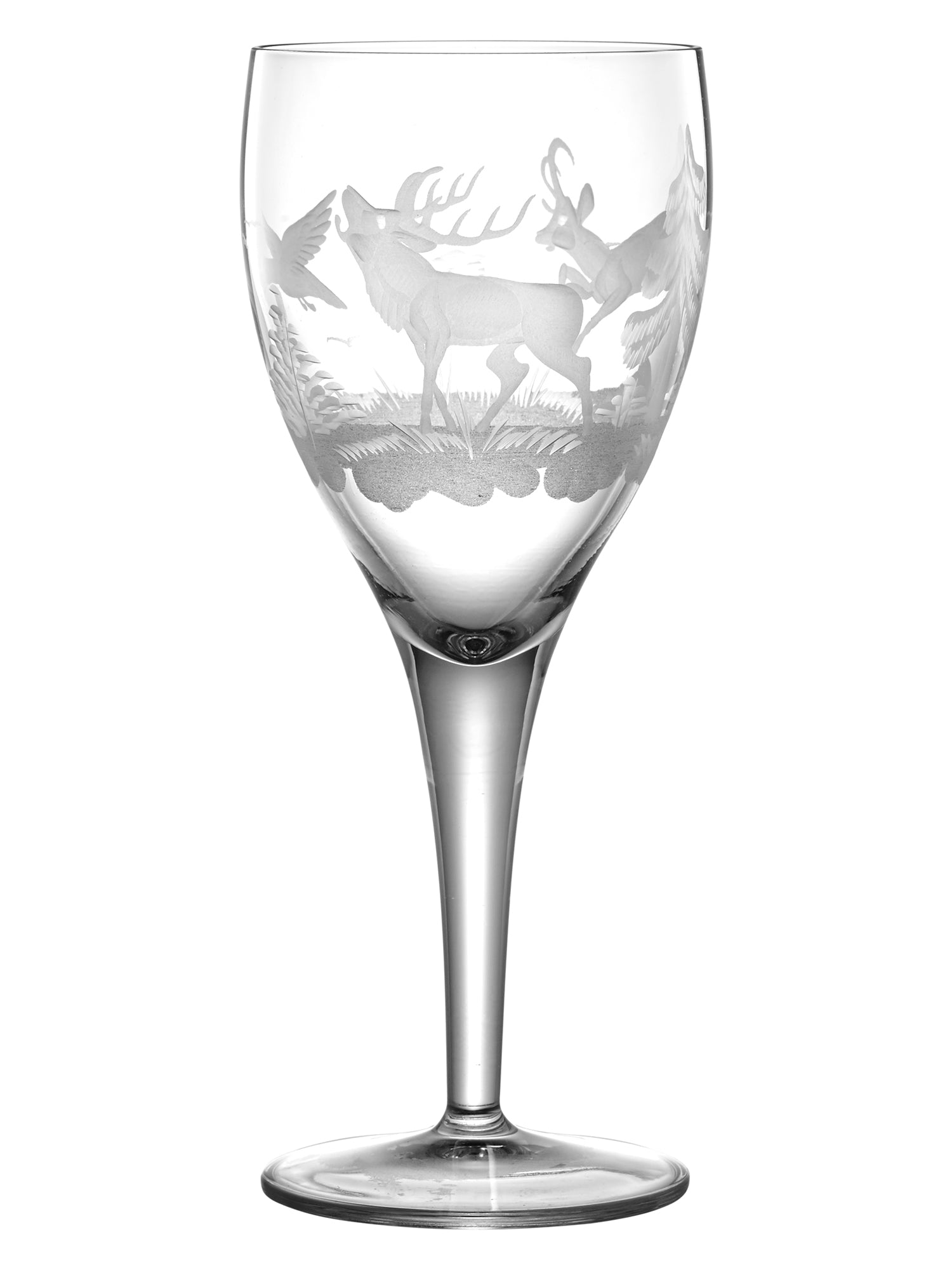 Engraved Crystal Stag Wine Glass