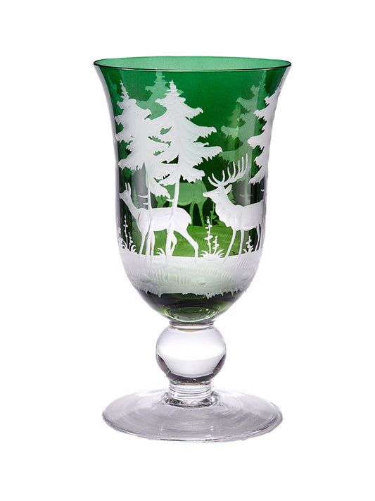 Engraved Crystal Stag Wine Glass