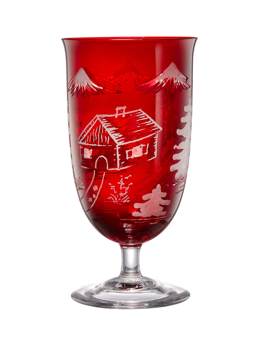 Engraved Crystal Skier Wine Glass