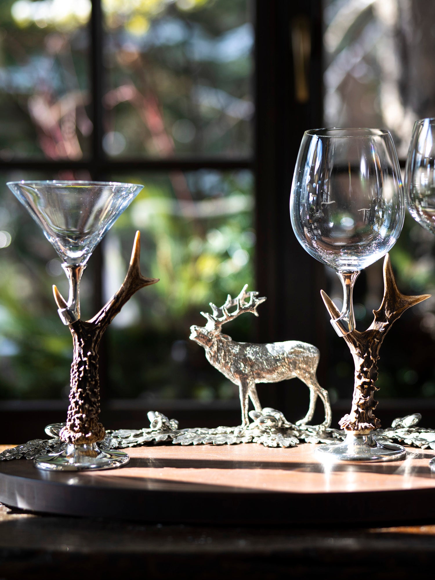 Silver Stag Wine Glasses, Deer Wine Glasses