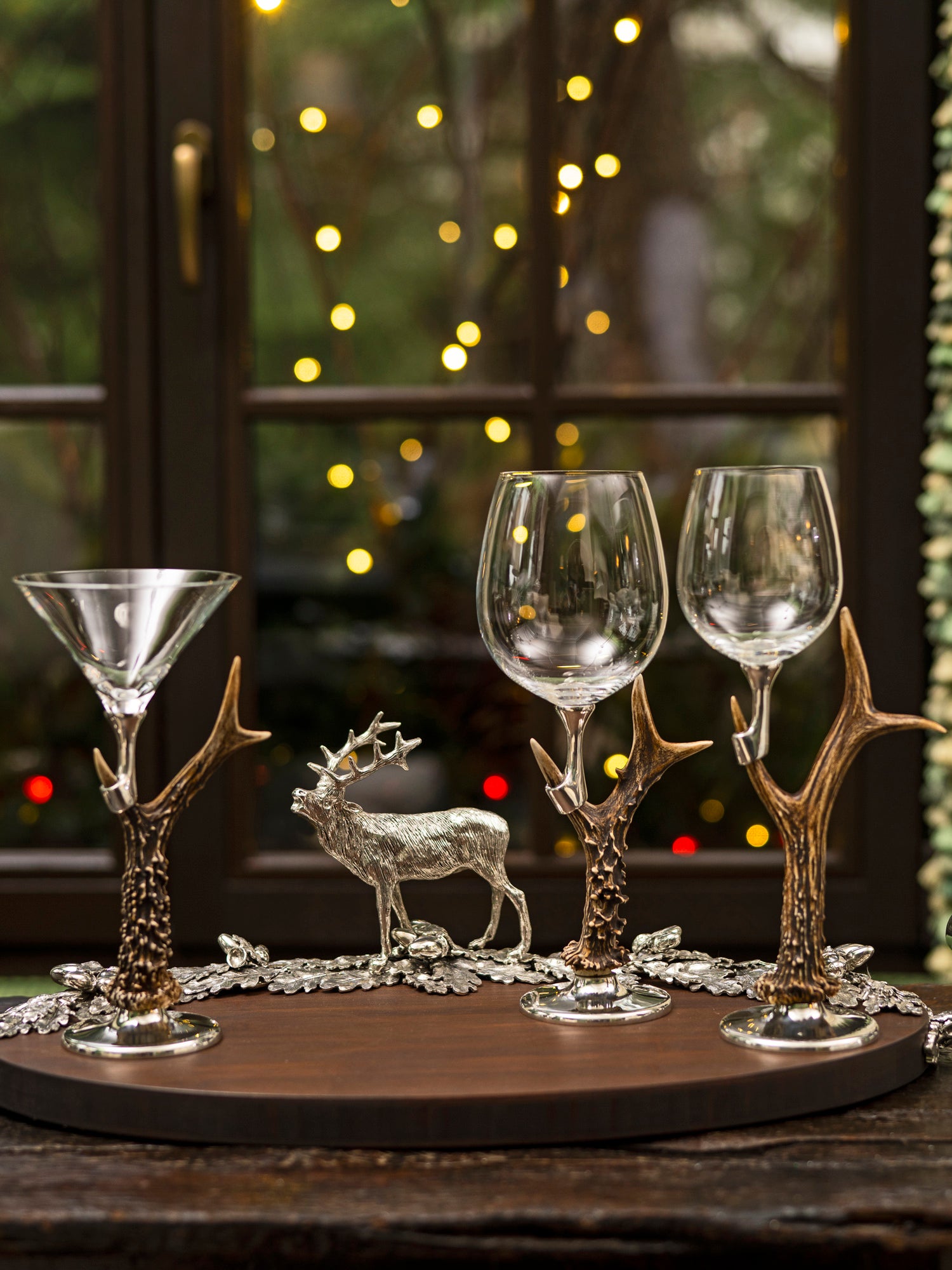 Silver Stag Wine Glasses, Deer Wine Glasses