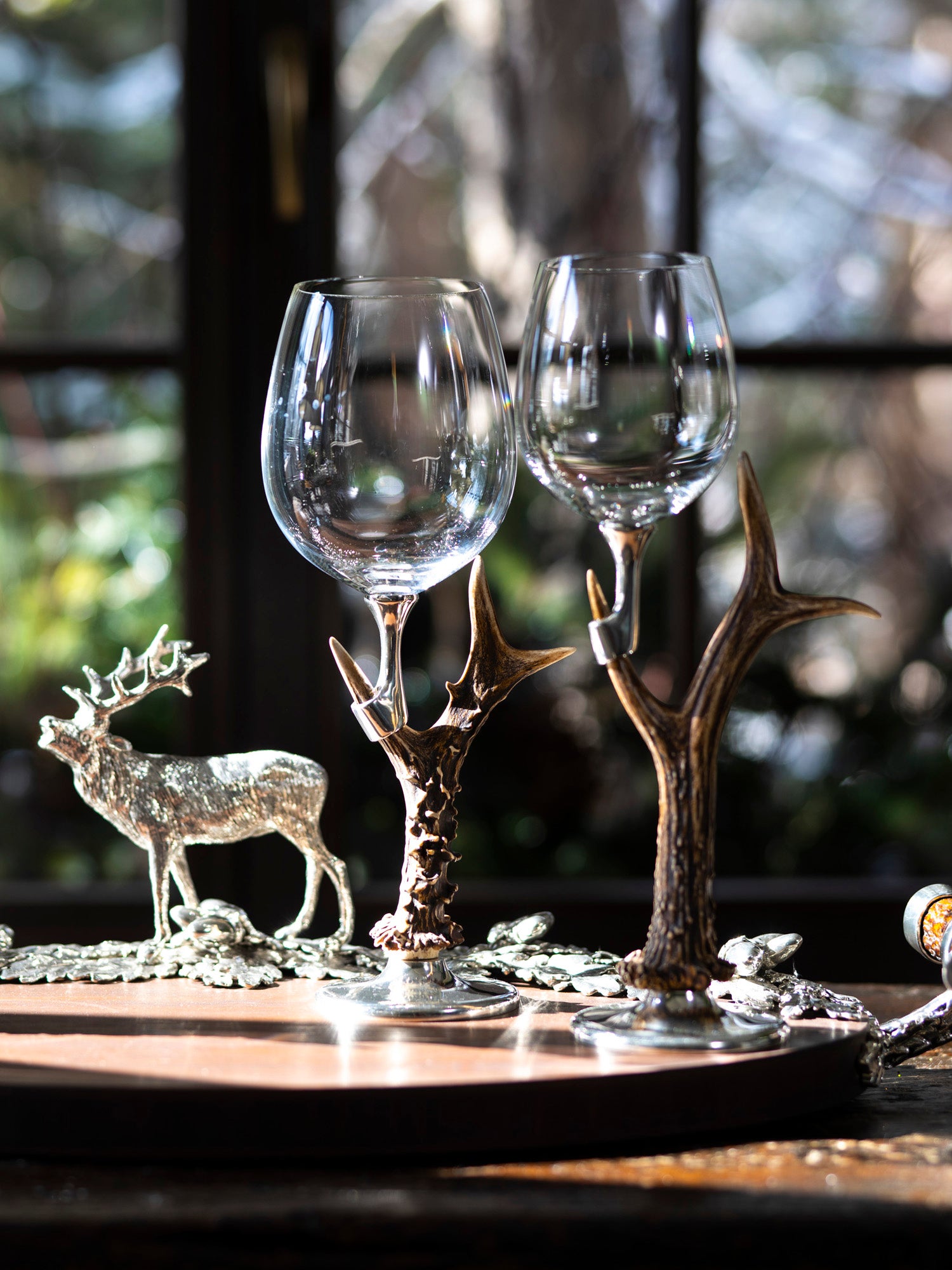 Silver Stag Deer Wine Glass