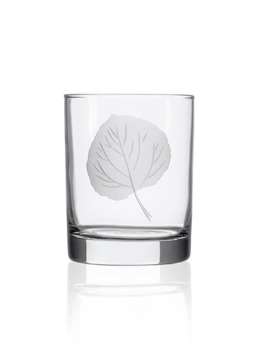 Aspen Leaf Double Old Fashioned Glass