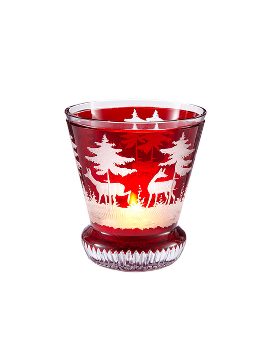 Small Engraved  Crystal Stag Votive