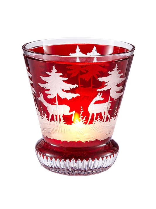Large Engraved Crystal Stag Votive