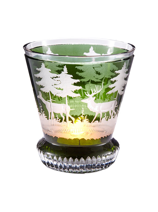 Large Engraved Crystal Stag Votive