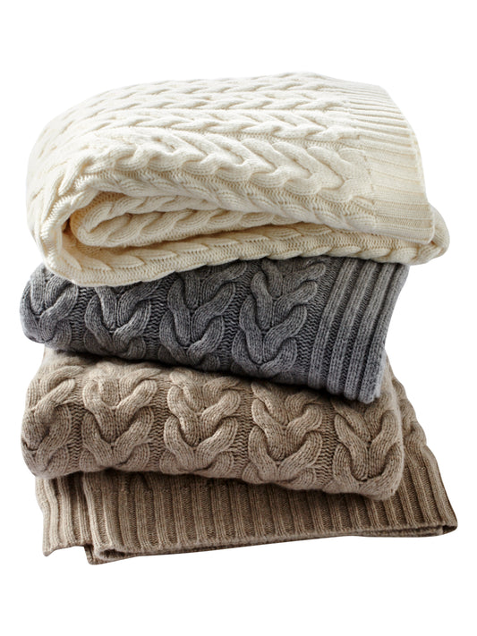 Classic Cashmere Cable Knit Throw