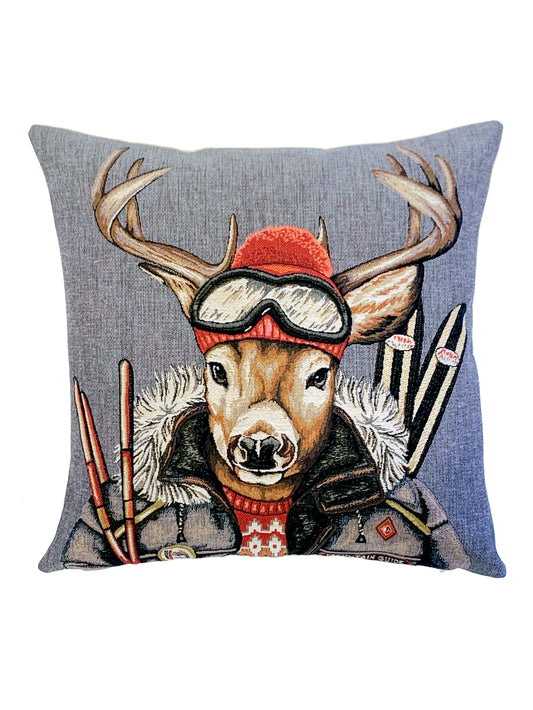 Skiing Deer Pillow
