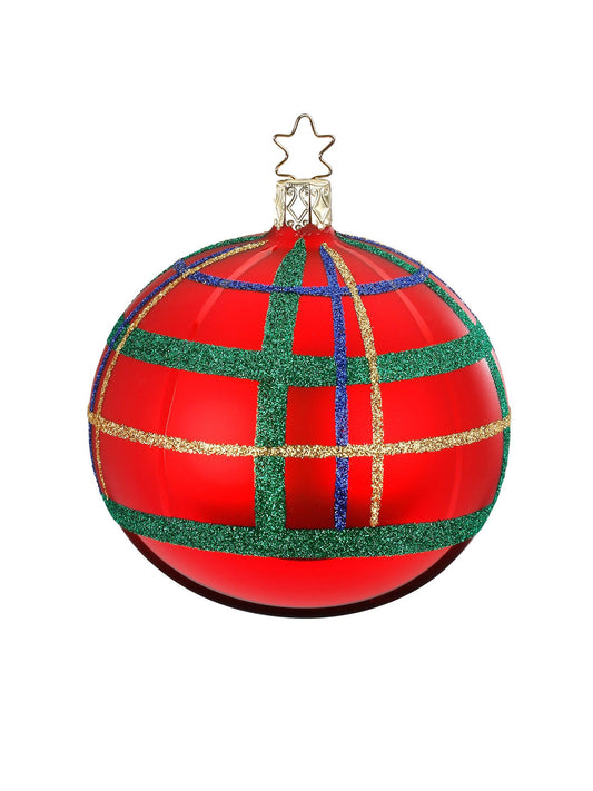 Red Tartan Ball Ornament