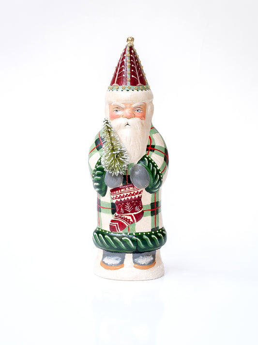 7" Father Christmas Santa With Stocking & Bell